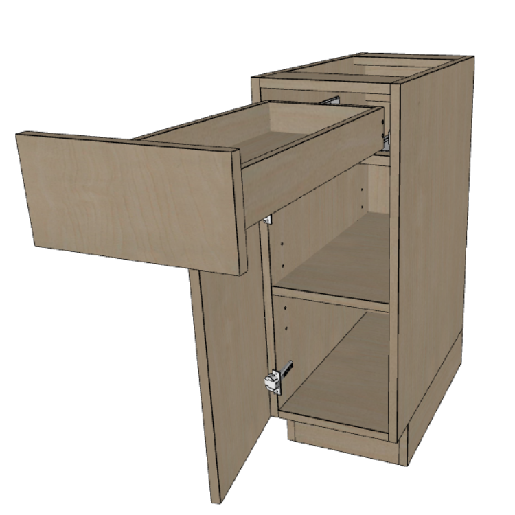 One Drawer Base Kitchen Cabinet 9"/12"/15"/18"/21" Wide.