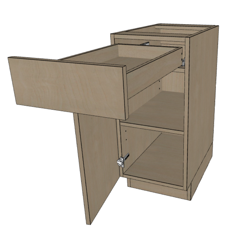One Drawer Base Kitchen Cabinet 9"/12"/15"/18"/21" Wide.