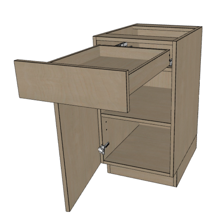 One Drawer Base Kitchen Cabinet 9"/12"/15"/18"/21" Wide.