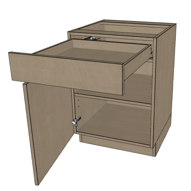 One Drawer Base Kitchen Cabinet 9"/12"/15"/18"/21" Wide.