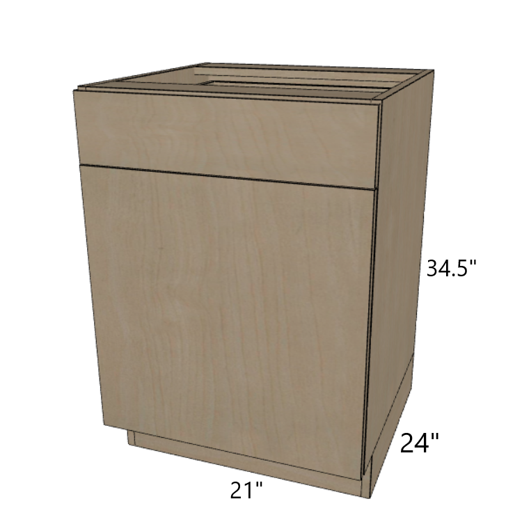 One Drawer Base Kitchen Cabinet 9"/12"/15"/18"/21" Wide.