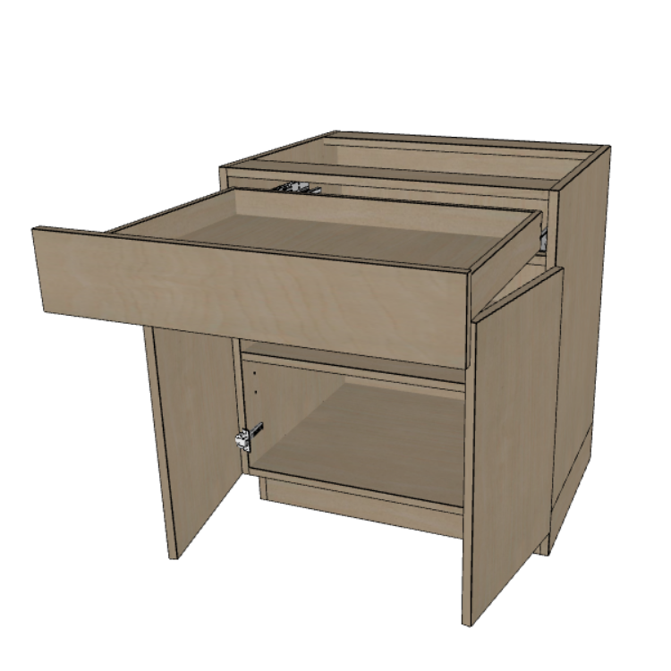 One Drawer Base Kitchen Cabinet 24"/27"/30"/33"/36" Wide.