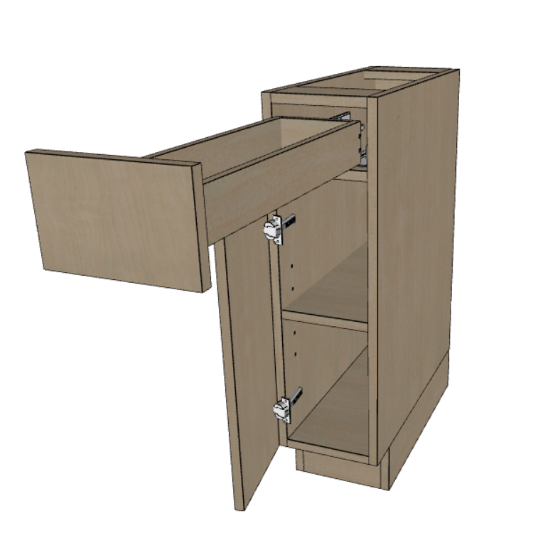 One Drawer Base Kitchen Cabinet 9"/12"/15"/18"/21" Wide.