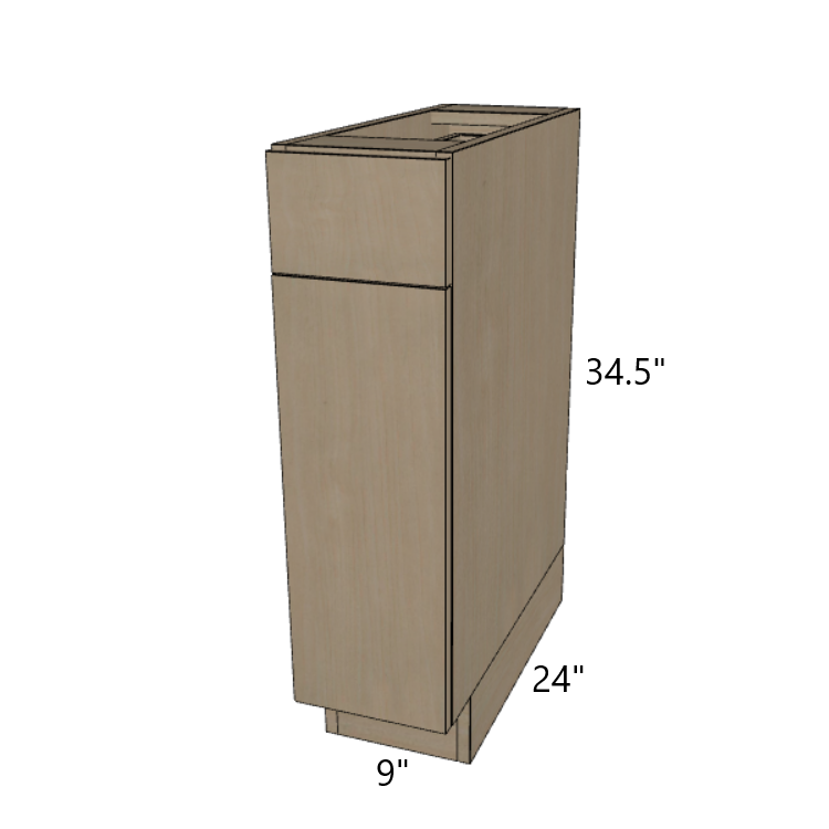 One Drawer Base Kitchen Cabinet 9"/12"/15"/18"/21" Wide.