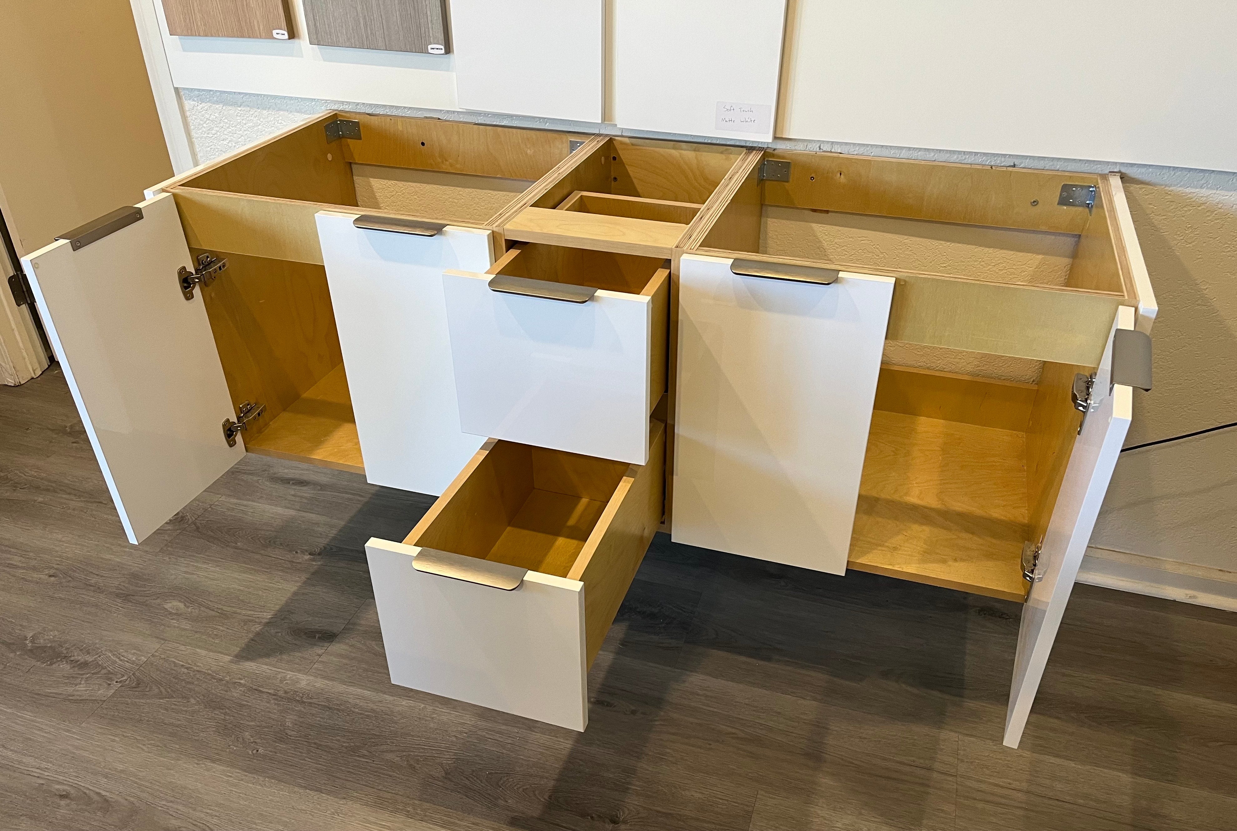 Floating Vanity, High Gloss White, Plywood Box, Fully Assembled, 21" High-21"Deep