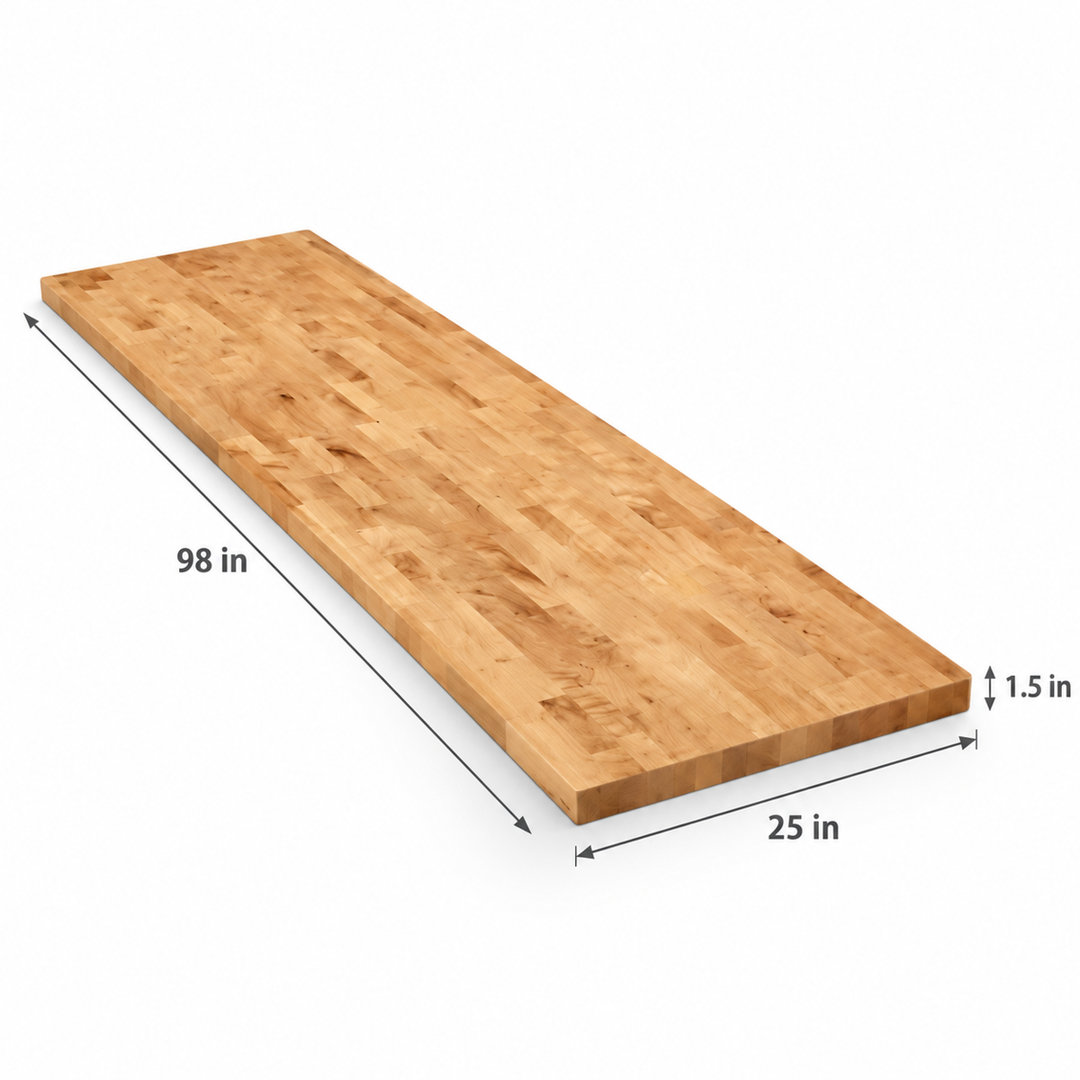 25 in. Deep Unfinished Birch Solid Wood Butcher Block Countertop with Eased Edge