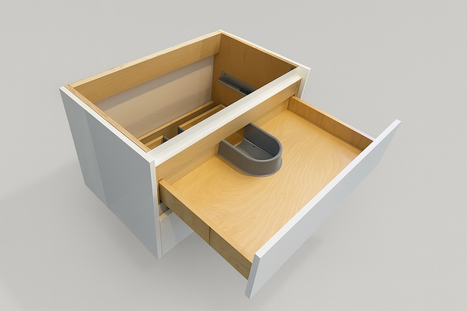 Floating Vanity, U-shaped Drawers, High Gloss White, Handle Free, Plywood Box, Fully Assembled, 21" High-21"Deep