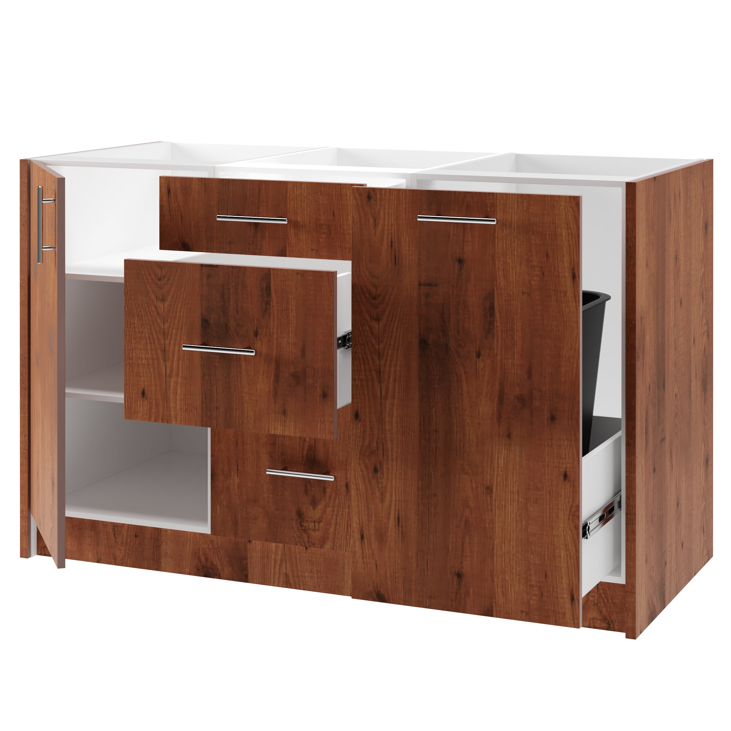 3-Cabinets 55.65 in. x 34.5 in. x 24 in. Outdoor Kitchen Cabinet Island Set