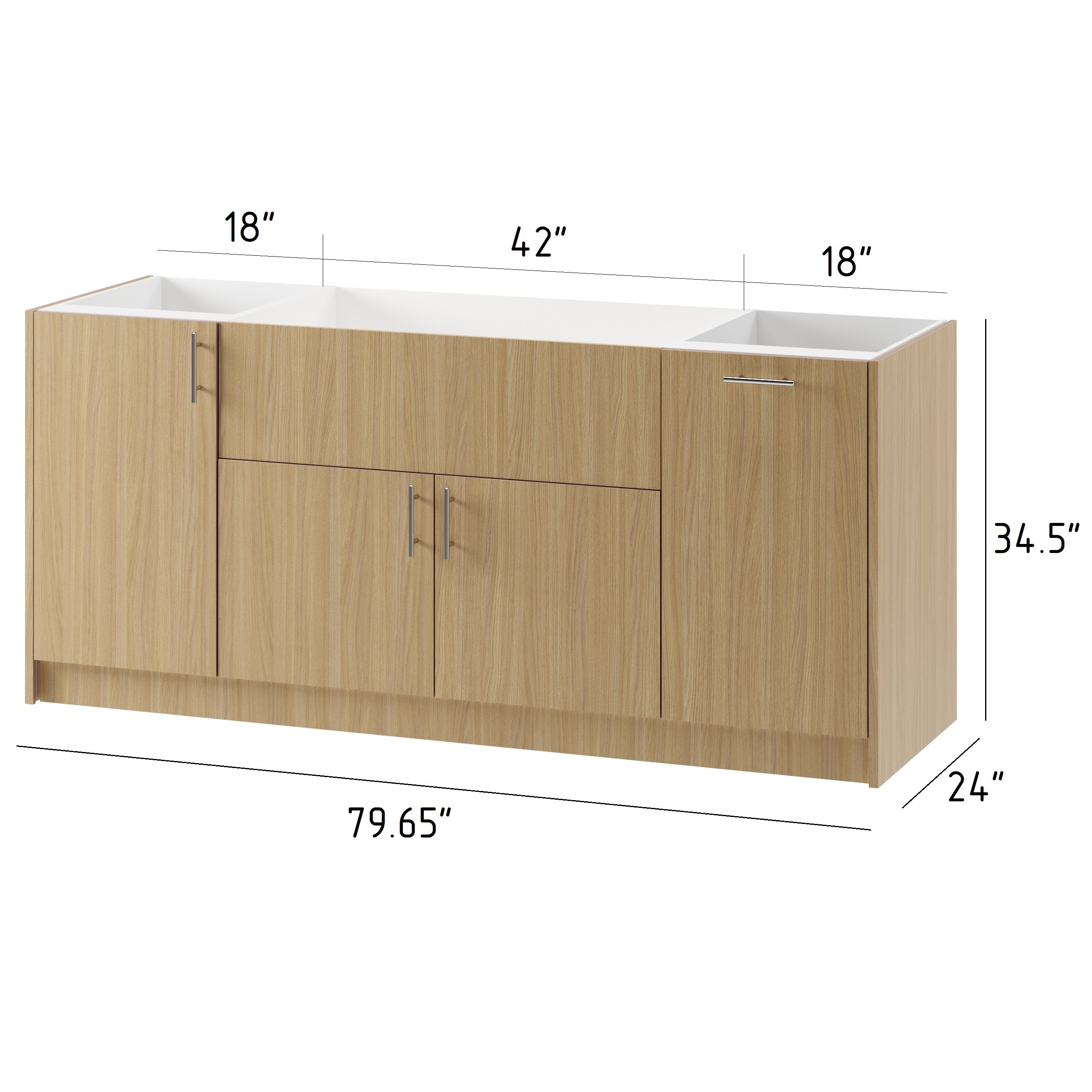 3-cabinets 79.65 in. x 34.5 in. x 24 in. Outdoor Kitchen Cabinet Set