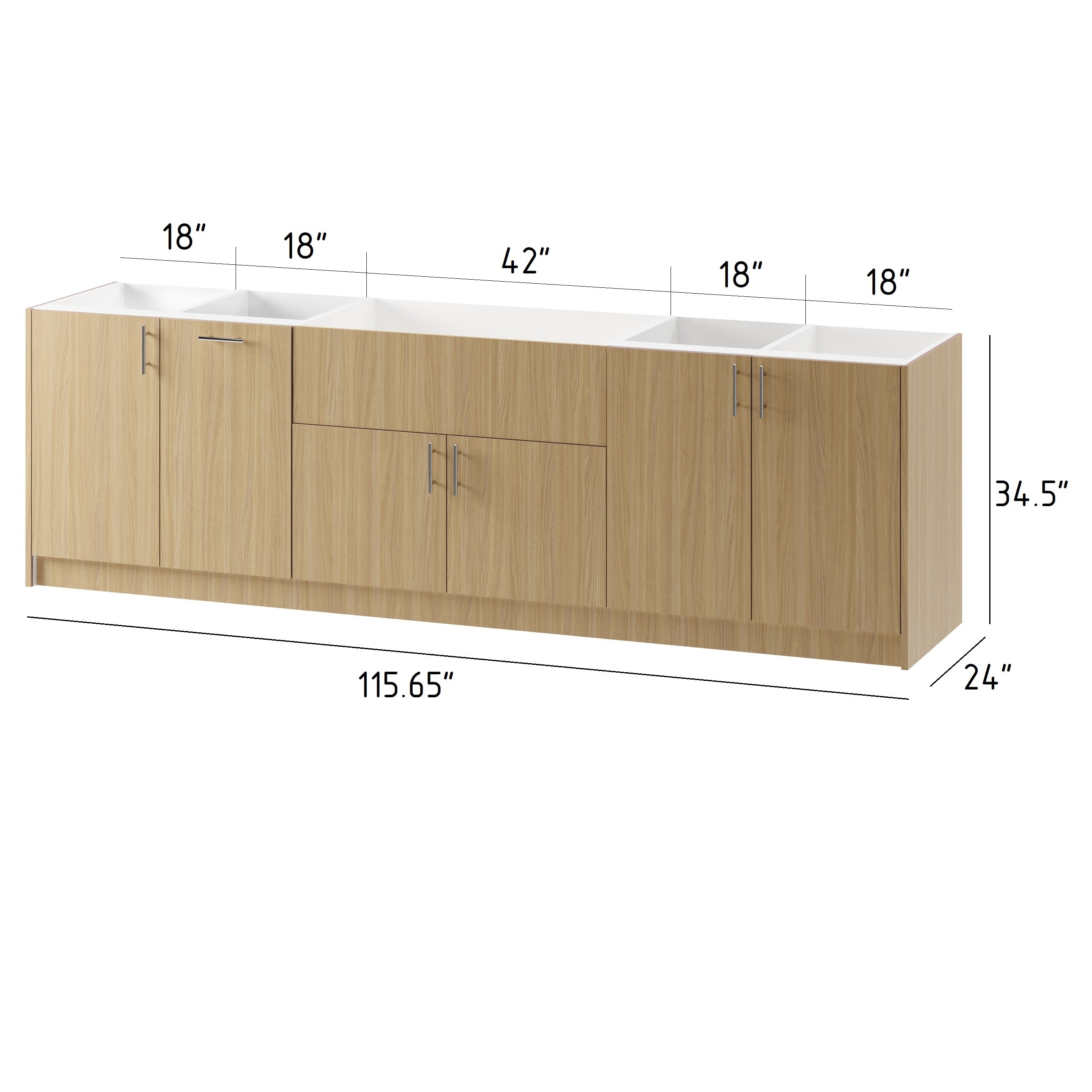 5-cabinets 115.65 in. x 34.5 in. x 24 in. Outdoor Kitchen Cabinet Set