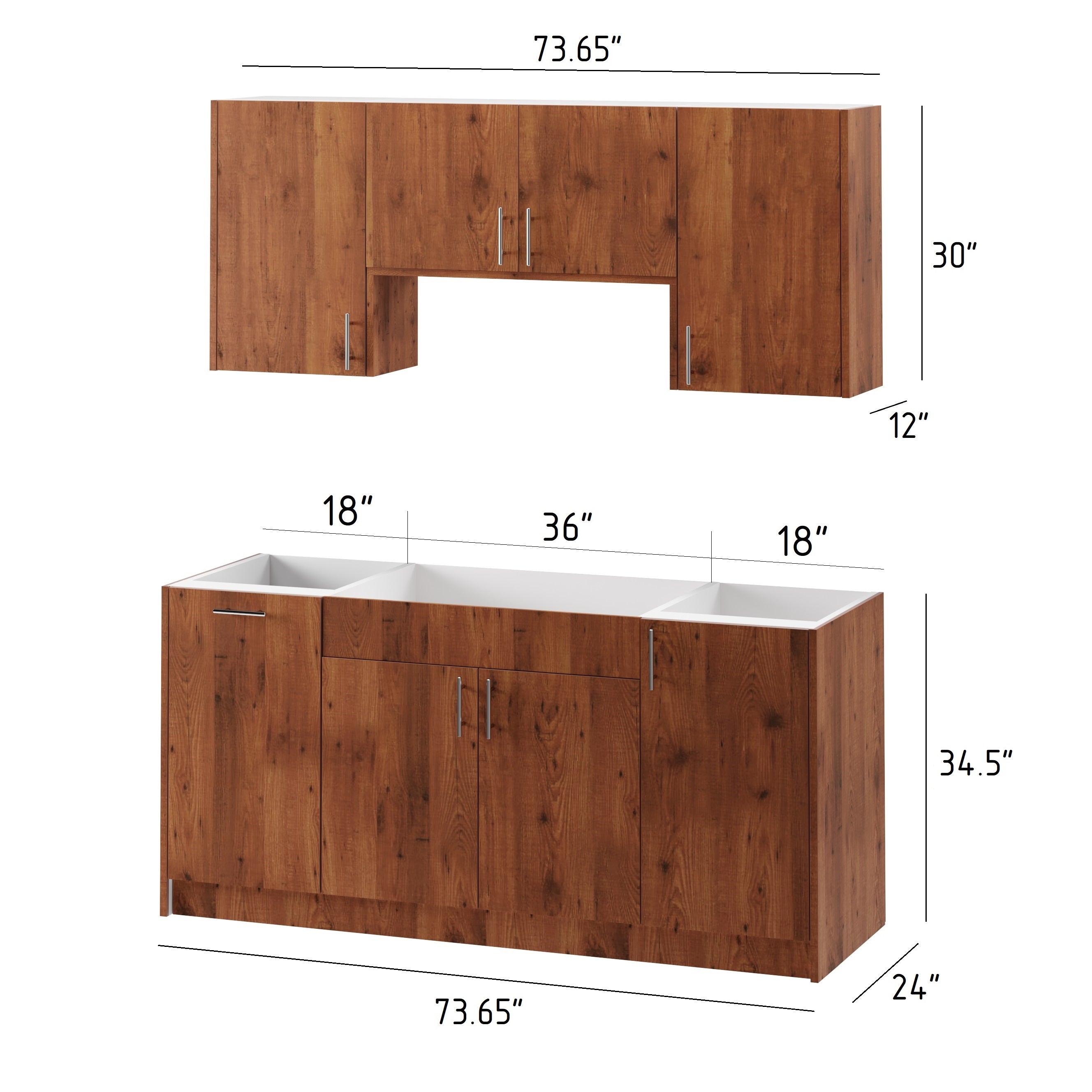 6-cabinets 73.65 in. x 84 in. x 24 in. Outdoor Kitchen Cabinet Set