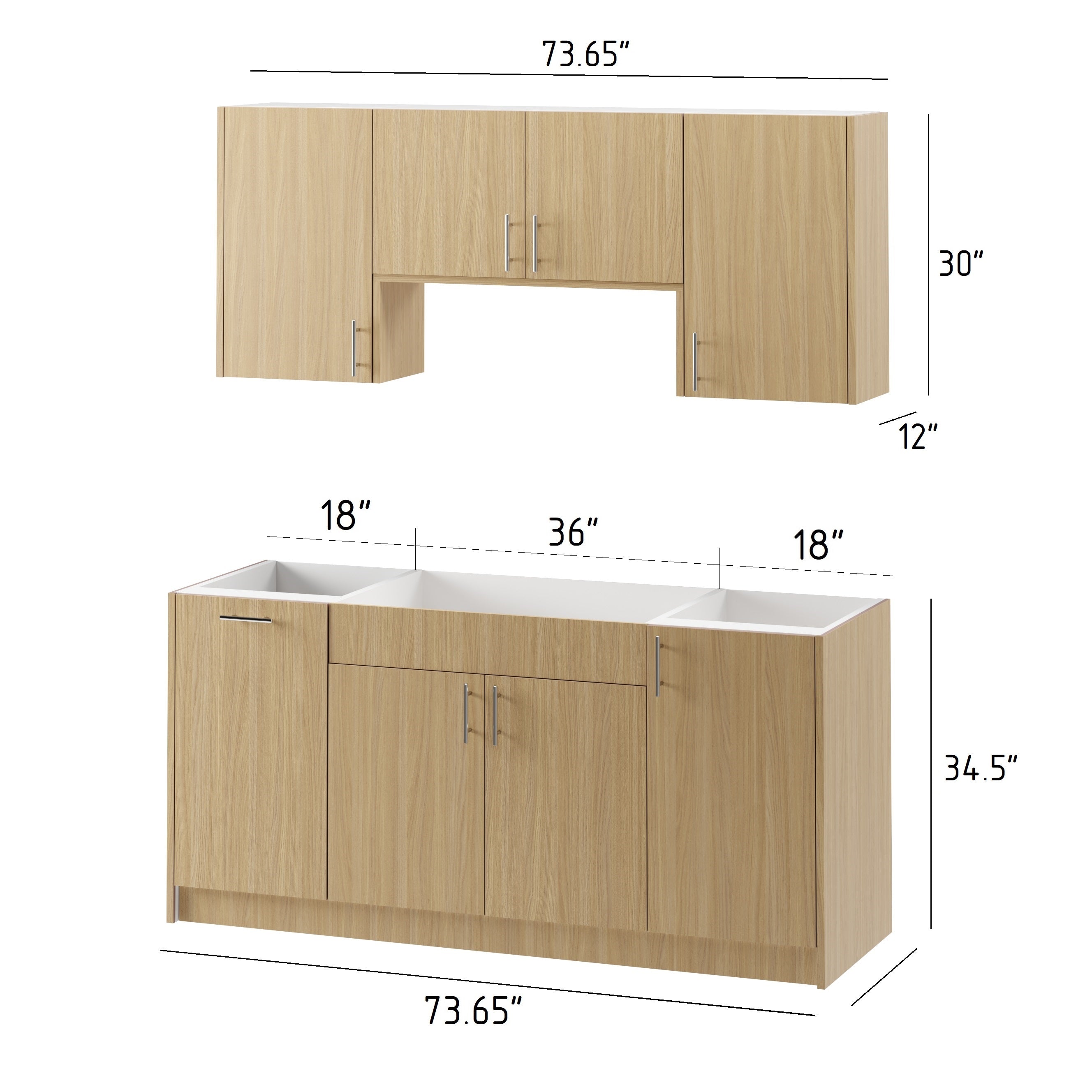 6-cabinets 73.65 in. x 84 in. x 24 in. Outdoor Kitchen Cabinet Set