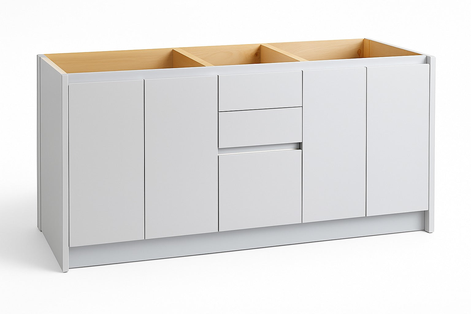 Bathroom Vanity, Soft Touch Grey, Handle Free, Plywood Box, Fully Assembled, 34.5" High-21"Deep