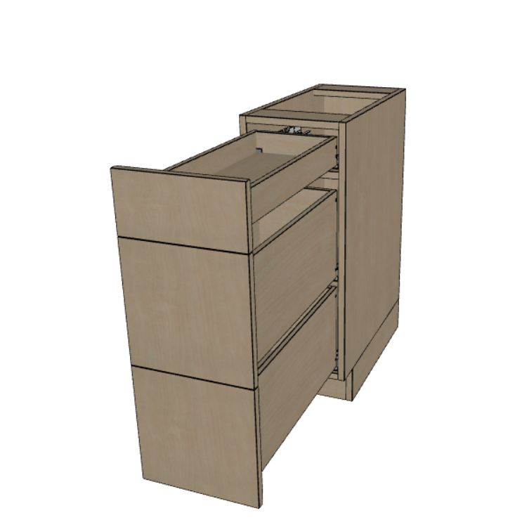 3 Drawer Base Cabinet 12"/15"/18"/21" Wide.