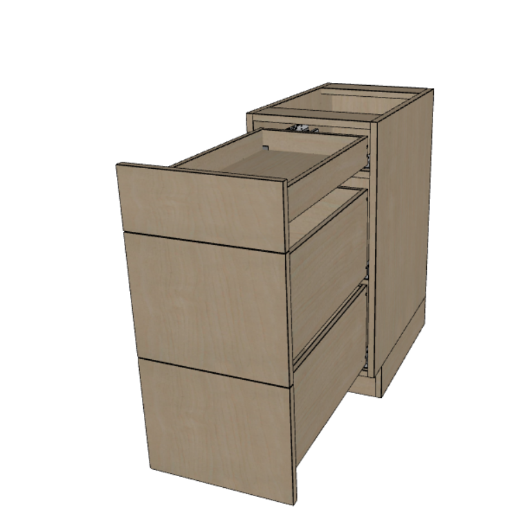 3 Drawer Base Cabinet 12"/15"/18"/21" Wide.