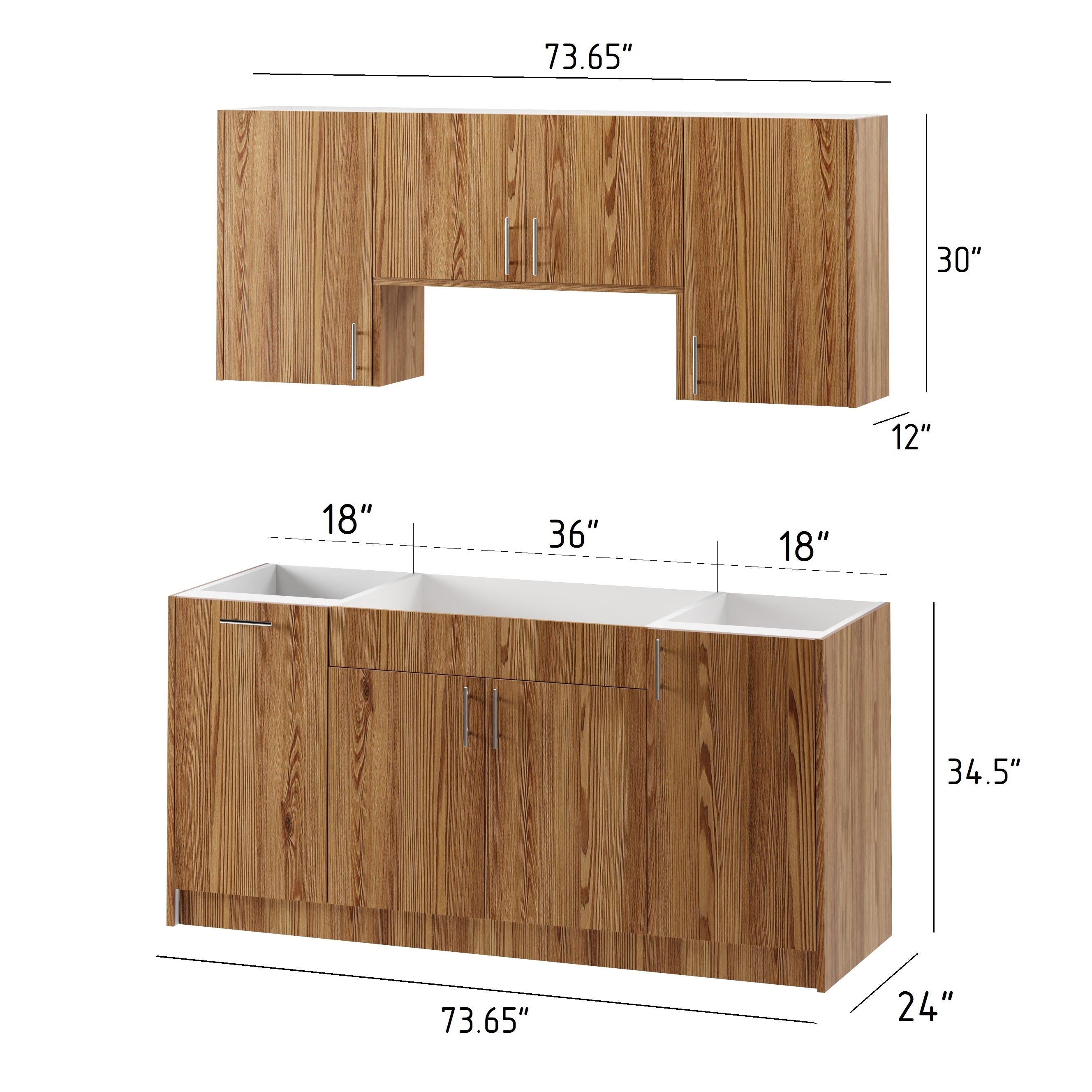 6-cabinets 73.65 in. x 84 in. x 24 in. Outdoor Kitchen Cabinet Set