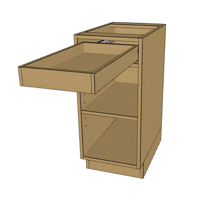 Base Cabinet Frame, Prefinished Birch Plywood, One Drawer, 9"-24" Wide/ 34.5" High/ 24" Deep.