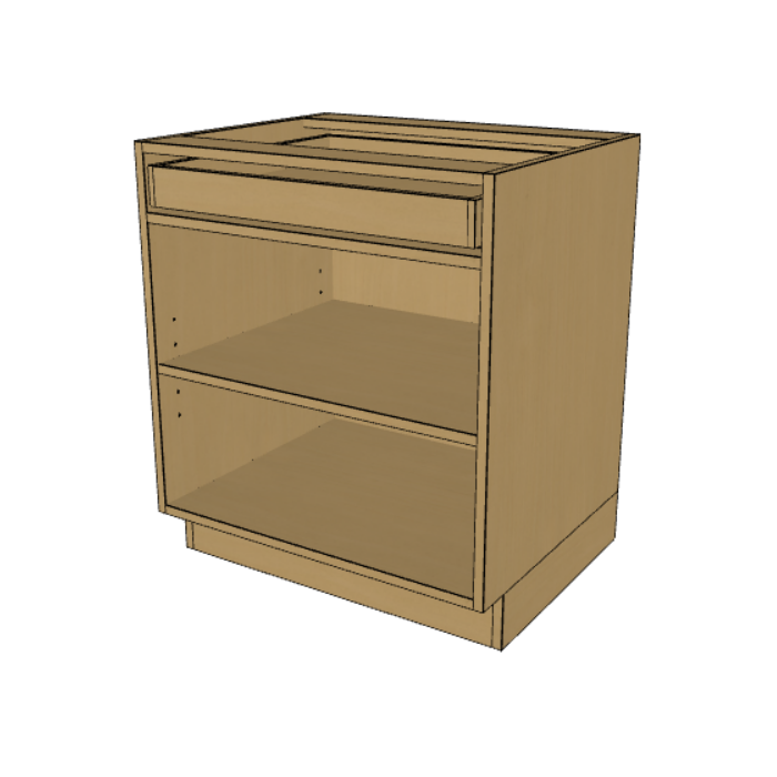 Base Cabinet Frame, Prefinished Birch Plywood, One Drawer, 27"-42" Wide/ 34.5" High/ 24" Deep.