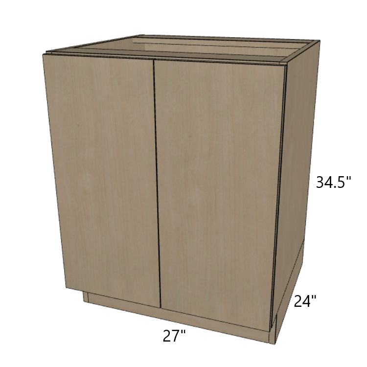 Base Full Height Door 24" Deep Cabinet, 24"/27"/30"/33"/36" Wide.