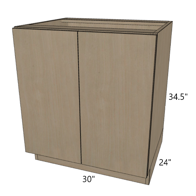 Base Full Height Door 24" Deep Cabinet, 24"/27"/30"/33"/36" Wide.