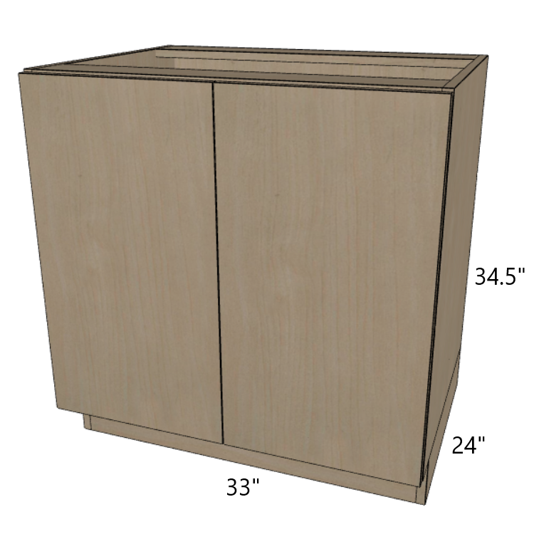 Base Full Height Door 24" Deep Cabinet, 24"/27"/30"/33"/36" Wide.