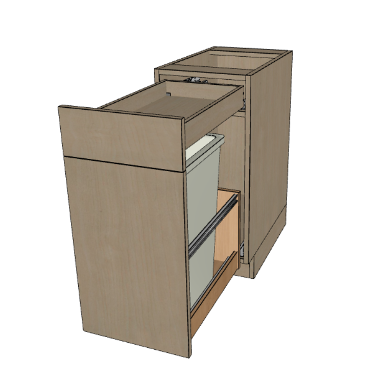 Trash Can Base Kitchen Cabinet 15"/18"/21" Wide.