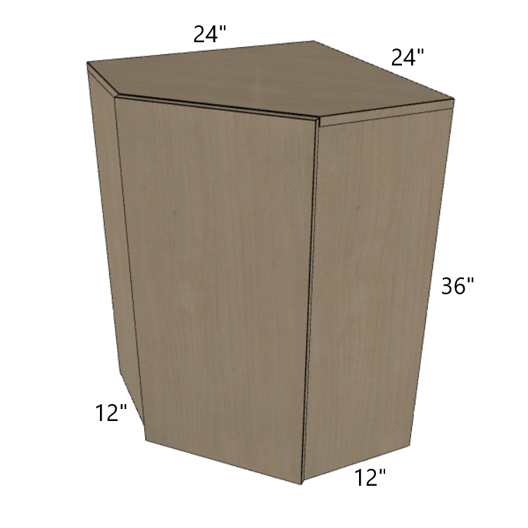 Diagonal Corner Wall Cabinet 24" Wide, 30"/36"/42" High.