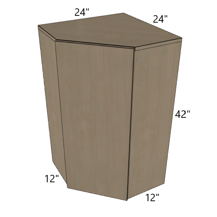 Diagonal Corner Wall Cabinet 24" Wide, 30"/36"/42" High.