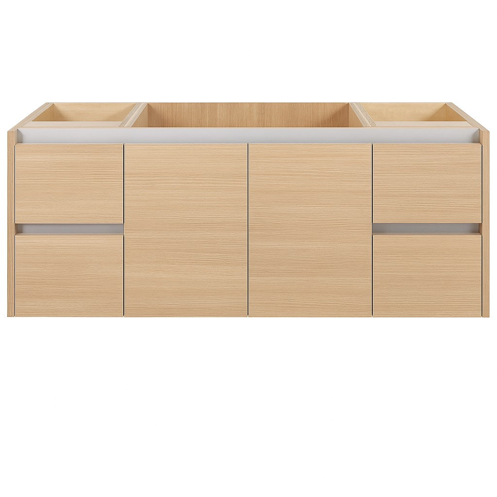 Floating Vanity, Rift Oak, Handle Free, Plywood Box, Fully Assembled, 21" High-21"Deep