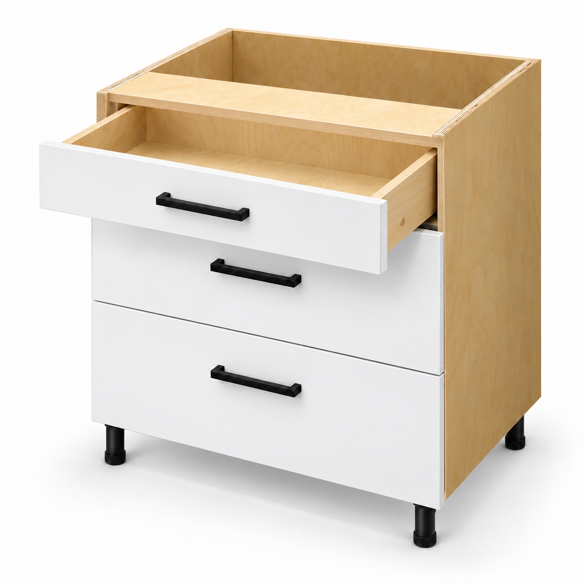 Garage3 Drawer Base Cabinet 30"/36"Wide, Birch Plywood Box
