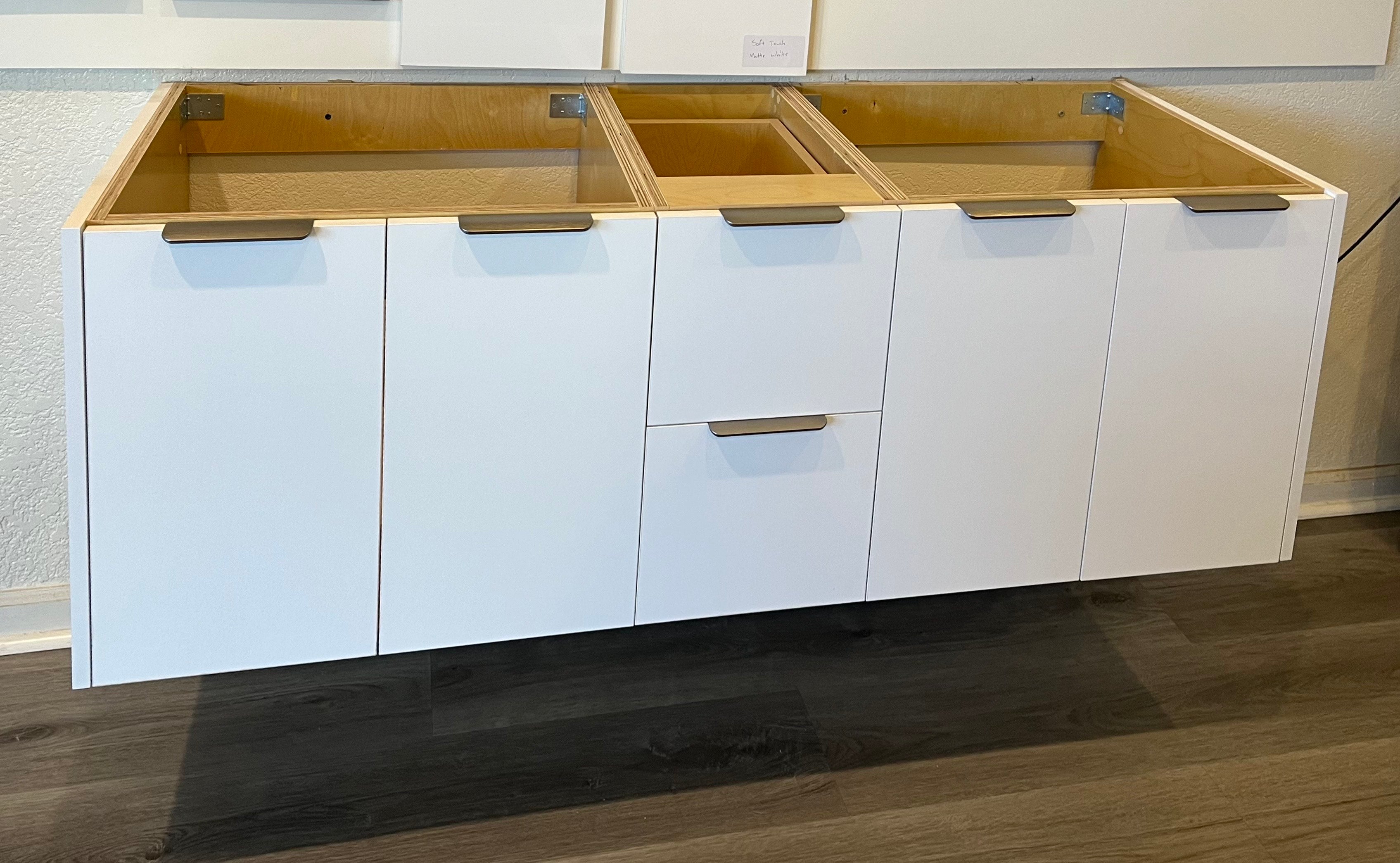 Floating Vanity, High Gloss White, Plywood Box, Fully Assembled, 21" High-21"Deep