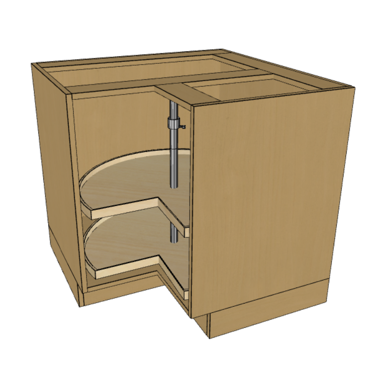 Lasy Susan Corner Base Cabinet Frame, Prefinished Birch Plywood, 36" Wide/ 34.5" High/ 24" Deep.