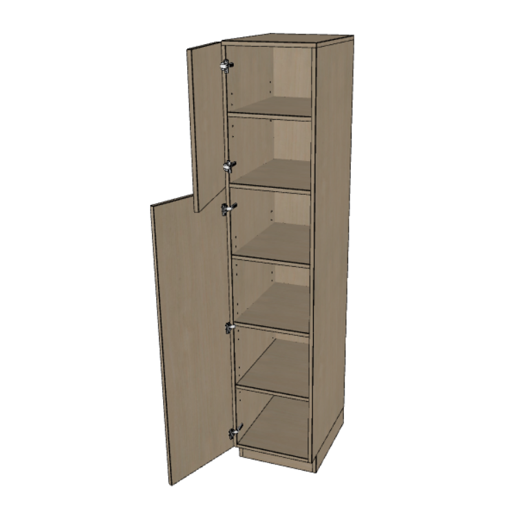 Single Door Pantry Cabinet 18" Wide, 84"/90"/96" High.