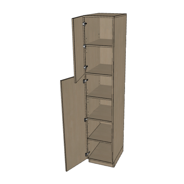 Single Door Pantry Cabinet 18" Wide, 84"/90"/96" High.