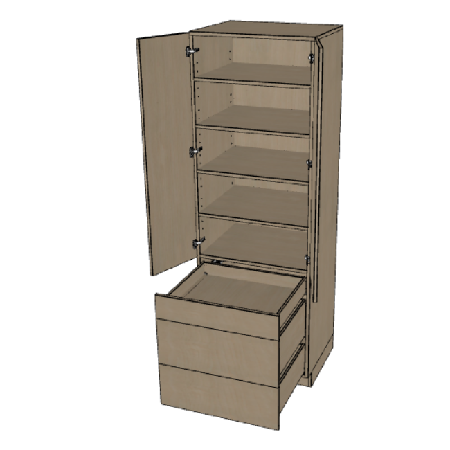 Utility Cabinet with Drawers 30" Wide, 84"/90"/96" High.