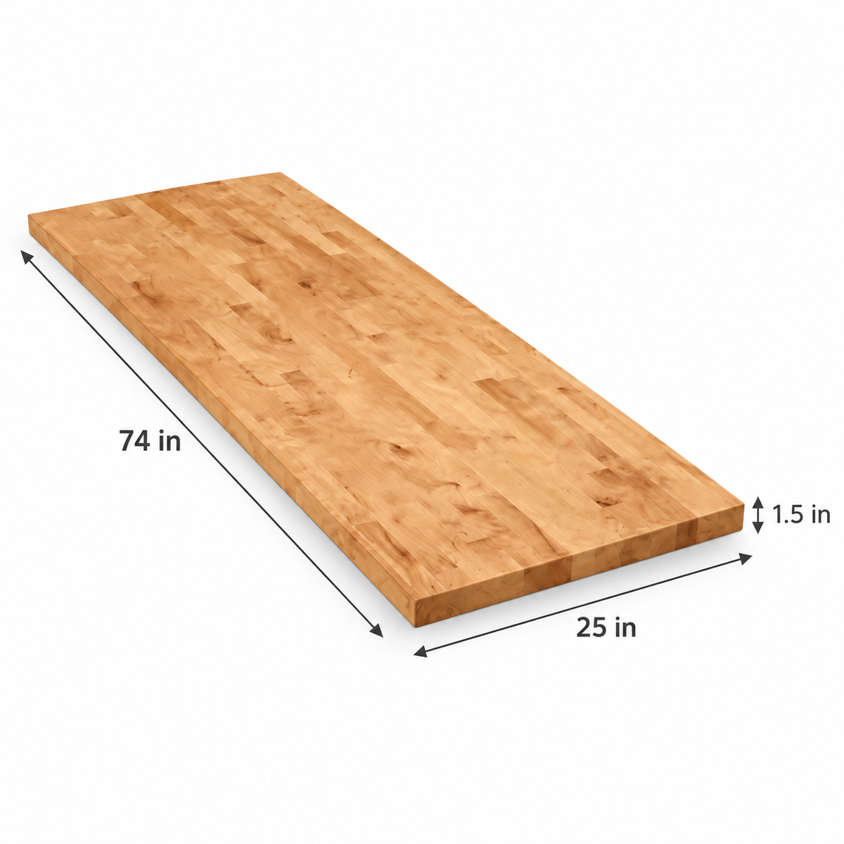 25 in. Deep Unfinished Birch Solid Wood Butcher Block Countertop with Eased Edge