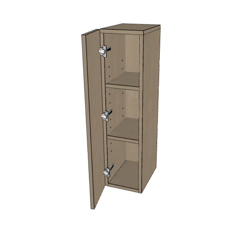 Single Door Wall Cabinet 36" High, 9"/12"/15"/18"/21" Wide.