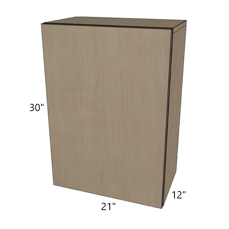 Single Door Wall Cabinet 30" High, 9"/12"/15"/18"/21" Wide.