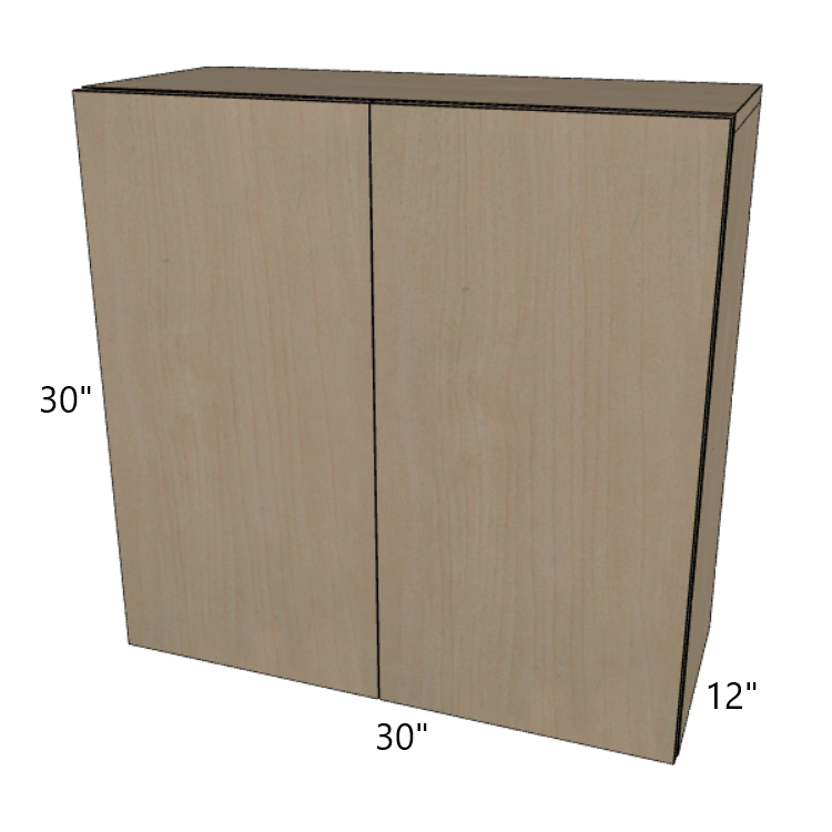 Double Door Wall Cabinet 30" High, 24"/27"/30"/33"/36" Wide.