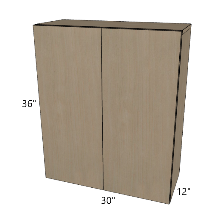 Double Door Wall Cabinet 36" High, 24"/27"/30"/33"/36" Wide.