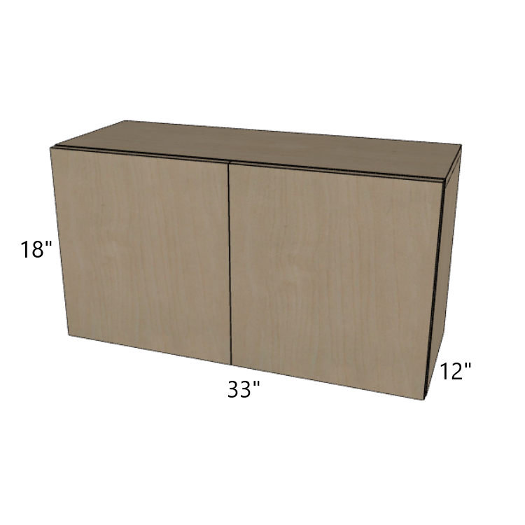 Double Door Wall Cabinet 18" High, 30"/33"/36" Wide.