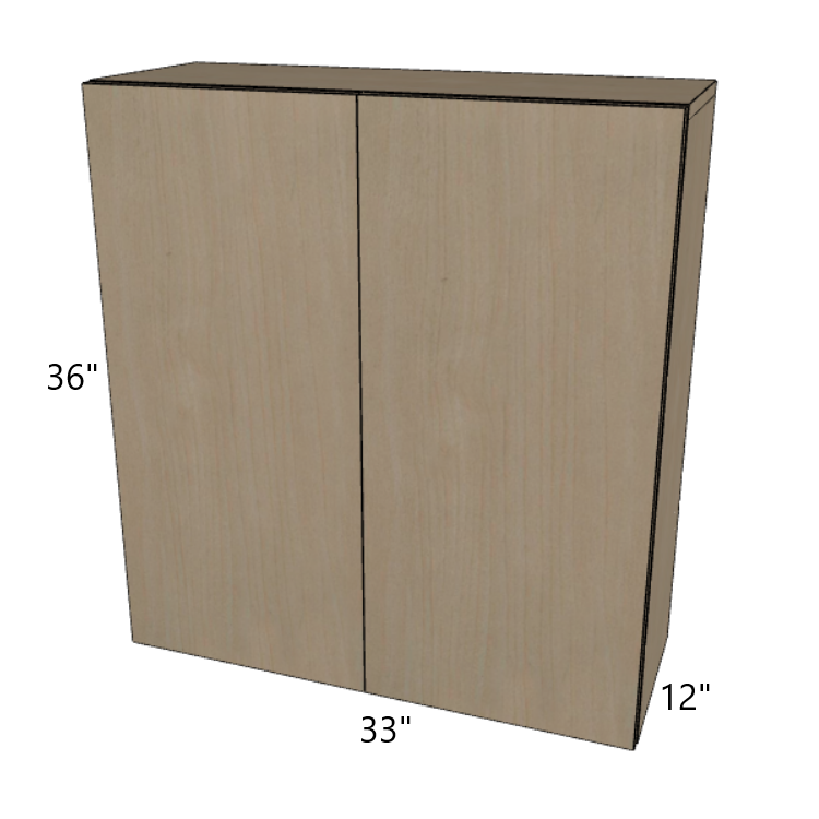 Double Door Wall Cabinet 36" High, 24"/27"/30"/33"/36" Wide.