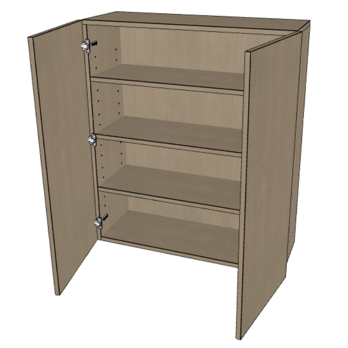 Double Door Wall Cabinet 42" High, 24"/27"/30"/33"/36" Wide.